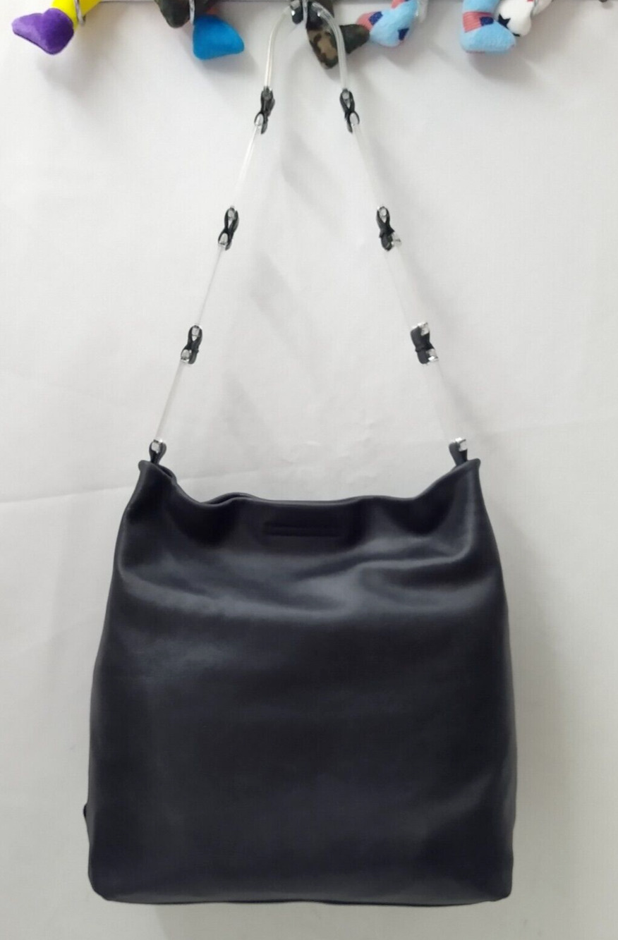PRADA Black Leather Lucite Plastic Chain Strap Hobo Shoulder Bag